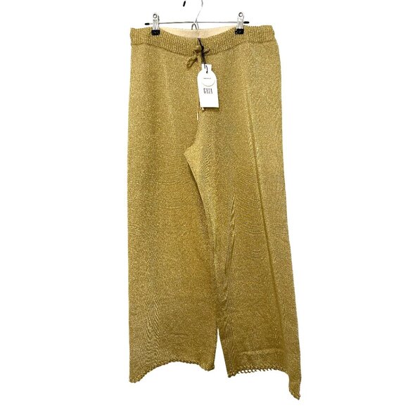 Cult Gaia X Gap Metallic Gold Knit Wide-Leg Pull On Pants Medium NWT - Picture 3 of 8